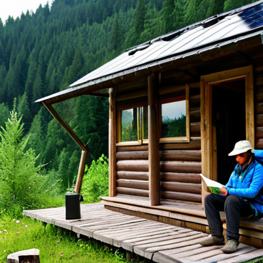 Peaceful Off-Grid Cabin**
"A cozy, rustic cabin nestled in a serene Black Forest landscape, fully clothed hiker reading a map on the porch, solar panels on the roof, surrounded by lush greenery, safe for work, perfect anatomy, natural proportions, professional photography, family-friendly, appropriate content, fully clothed in outdoor attire, focus on sustainable living and tranquility."
**