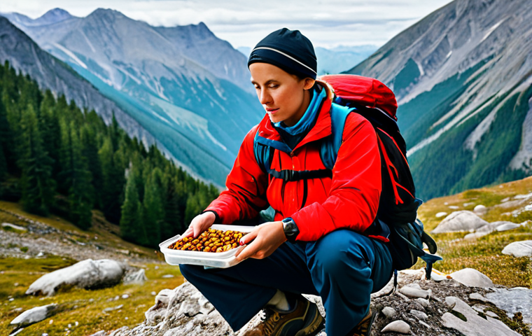 **
"A hiker, fully clothed in appropriate outdoor gear, carefully packing a lightweight backpack with food supplies like nuts, dried fruits, and dehydrated meals in a scenic mountain setting, safe for work, perfect anatomy, natural proportions, family-friendly, professional photography, well-formed hands, proper finger count, natural pose, modest clothing, appropriate content."
**