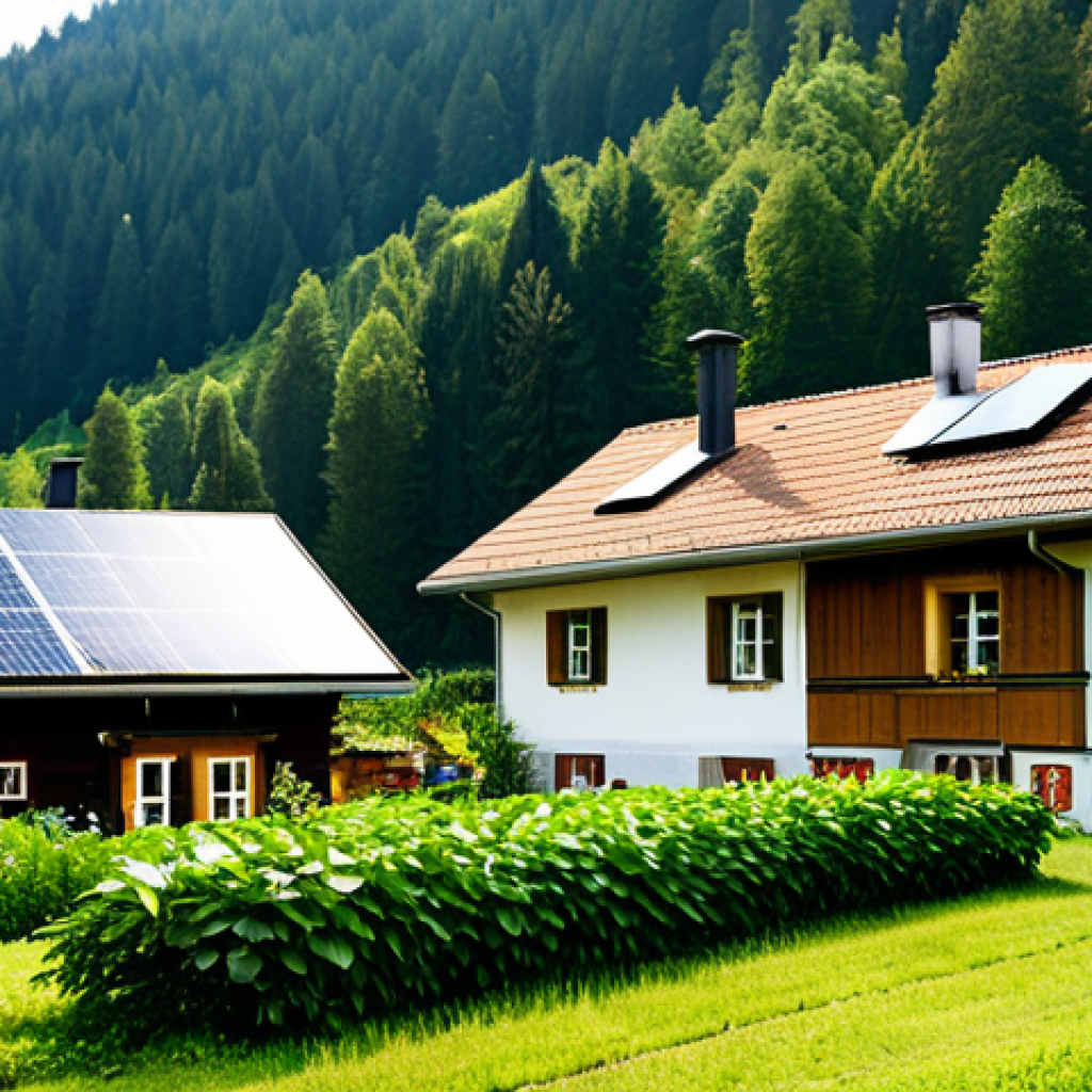 Sustainable Living in the Black Forest**
"A cozy, traditional Schwarzwaldhaus (Black Forest house) nestled in a lush, green valley. The house features solar panels on the roof and a well-maintained vegetable garden in the foreground, showcasing rows of organically grown Kräuter (herbs) and Gemüse (vegetables). A neatly stacked pile of Holz (firewood) sits beside the house. The scene is bathed in warm, golden sunlight, emphasizing self-sufficiency and harmony with nature. Fully clothed family members are tending to the garden. safe for work, appropriate content, fully clothed, professional, modest, family-friendly, perfect anatomy, natural proportions, professional photography, high quality."
**