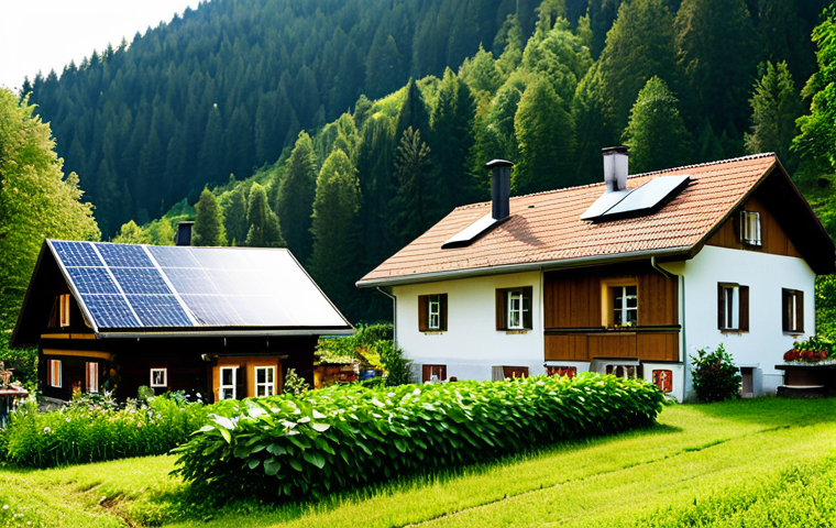 Sustainable Living in the Black Forest**
"A cozy, traditional Schwarzwaldhaus (Black Forest house) nestled in a lush, green valley. The house features solar panels on the roof and a well-maintained vegetable garden in the foreground, showcasing rows of organically grown Kräuter (herbs) and Gemüse (vegetables). A neatly stacked pile of Holz (firewood) sits beside the house. The scene is bathed in warm, golden sunlight, emphasizing self-sufficiency and harmony with nature. Fully clothed family members are tending to the garden. safe for work, appropriate content, fully clothed, professional, modest, family-friendly, perfect anatomy, natural proportions, professional photography, high quality."
**